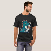 Schattigee Dinosaurus Koffieliefhebber T-shirt (Voorkant volledig)