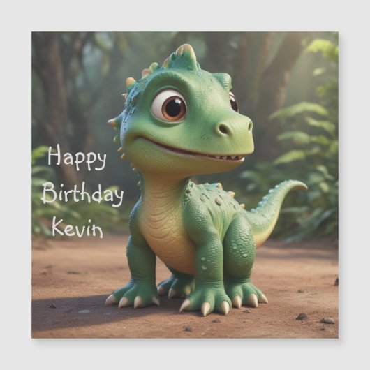 Schattigee Dinosaurus Magnetische Kaart (Voorkant)