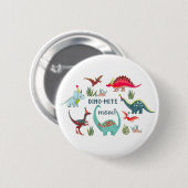 Schattigee dinosaurus mam verjaardagsfeestje ronde button 5,7 cm (Voorkant /achterkant)