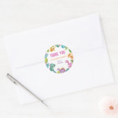 Schattigee Dinosaurus Meisje Verjaardag Classic Ro Ronde Sticker (Envelop)