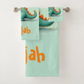 Schattigee dinosaurus met een Oranje sjaal Bad Handdoek (Insitu)