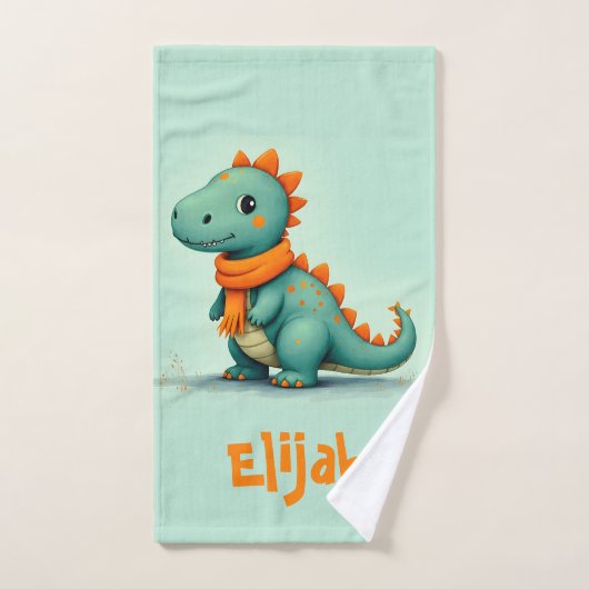 Schattigee dinosaurus met een Oranje sjaal Bad Handdoek (Handdoek)