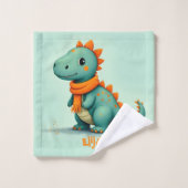 Schattigee dinosaurus met een Oranje sjaal Bad Handdoek (Wasdoekje)