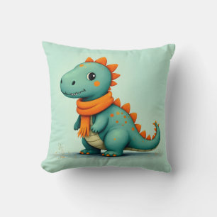 Schattigee dinosaurus met een Oranje sjaal Kussen
