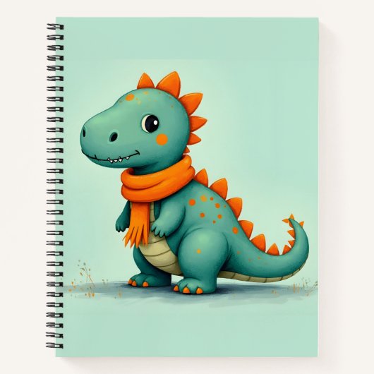 Schattigee dinosaurus met een Oranje sjaal Notitieboek (Voorkant)