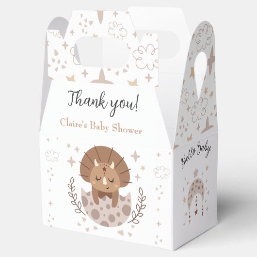 Schattigee dinosaurus modern Boho neutraal Baby sh Bedankdoosjes (Geopend)