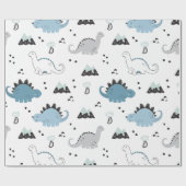 Schattigee dinosaurus modern minimalistisch dinopa cadeaupapier (Vlak)