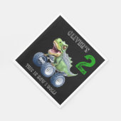 Schattigee dinosaurus monstertruck gepersonaliseer servet (Hoek)