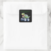 Schattigee dinosaurus monstertruck gepersonaliseer vierkante sticker (Tas)