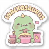 Schattigee Dinosaurus Munching Cookies Snackosauru Sticker (Voorkant)