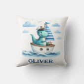 Schattigee dinosaurus nautische captain gepersonal kussen (Achterkant)