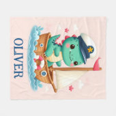 Schattigee dinosaurus nautische zeilboot kapitein fleece deken (Voorkant (Horizontaal))