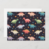 Schattigee Dinosaurus, Navy Schattige Kleurrijk Di Briefkaart (Voorkant / Achterkant)