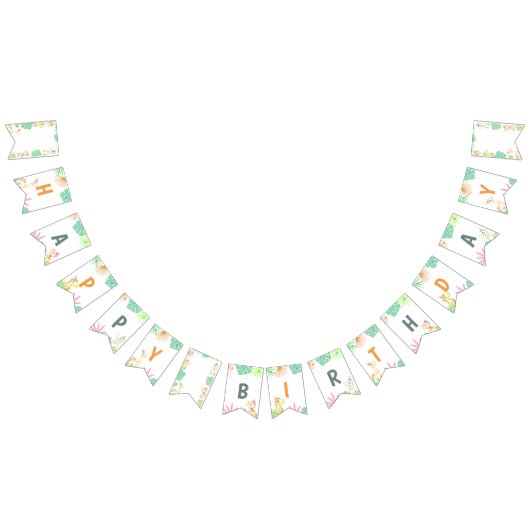 Schattigee dinosaurus Oerwoud Happy Birthday Party Vlaggetjes (Alle)