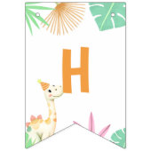 Schattigee dinosaurus Oerwoud Happy Birthday Party Vlaggetjes (Tweede vlag)