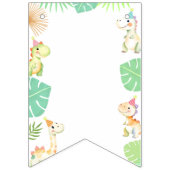 Schattigee dinosaurus Oerwoud Happy Birthday Party Vlaggetjes (Eerste vlag)