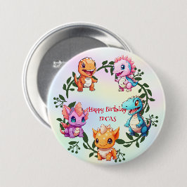 Schattigee dinosaurus oerwoud School kind verjaard Ronde Button 7,6 Cm