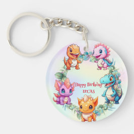 Schattigee dinosaurus oerwoud School kind verjaard Sleutelhanger