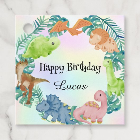 Schattigee dinosaurus oerwoud School kinderen Verj Bedankjes Labels (Voorkant)