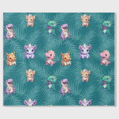 Schattigee dinosaurus oerwoud School kinderen Verj Cadeaupapier (Vlak)