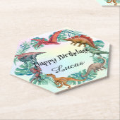 Schattigee dinosaurus oerwoud School kinderen Verj Kartonnen Onderzetters (Schuin)