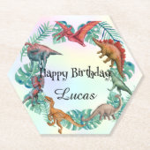 Schattigee dinosaurus oerwoud School kinderen Verj Kartonnen Onderzetters (Voorkant)