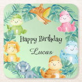 Schattigee dinosaurus oerwoud School kinderen Verj Kartonnen Onderzetters (Voorkant)