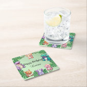 Schattigee dinosaurus oerwoud School kinderen Verj Kartonnen Onderzetters (Insitu)