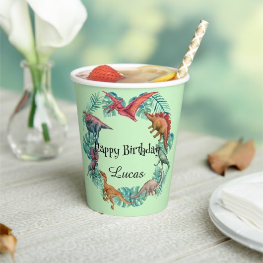 Schattigee dinosaurus oerwoud School kinderen Verj Papieren Bekers (Insitu)