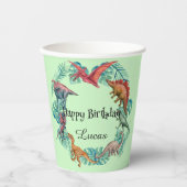 Schattigee dinosaurus oerwoud School kinderen Verj Papieren Bekers (Voorkant)