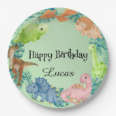 Schattigee dinosaurus oerwoud School kinderen Verj Papieren Bordje (Voorkant)