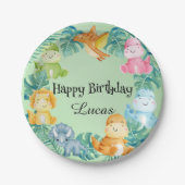 Schattigee dinosaurus oerwoud School kinderen Verj Papieren Bordje (Voorkant)