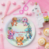 Schattigee dinosaurus oerwoud School kinderen verj Papieren Bordje (Feest)