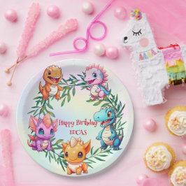 Schattigee dinosaurus oerwoud School kinderen verj Papieren Bordje