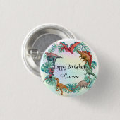 Schattigee dinosaurus oerwoud School kinderen Verj Ronde Button 3,2 Cm (Voorkant /achterkant)