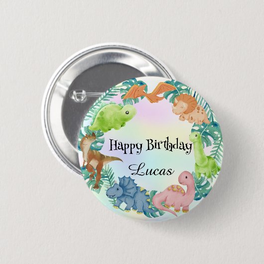 Schattigee dinosaurus oerwoud School kinderen Verj Ronde Button 5,7 Cm (Voorkant /achterkant)