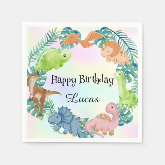 Schattigee dinosaurus oerwoud School kinderen Verj Servet (Voorkant)