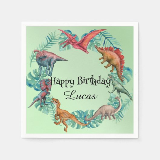 Schattigee dinosaurus oerwoud School kinderen Verj Servet (Voorkant)