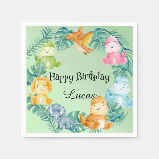 Schattigee dinosaurus oerwoud School kinderen Verj Servet (Voorkant)