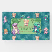 Schattigee dinosaurus oerwoud School kinderen Verj Spandoek (Horizontaal)