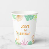 Schattigee Dinosaurus Oerwoud Verjaardagsfeest Papieren Bekers (Achterkant)