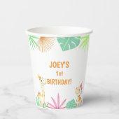 Schattigee Dinosaurus Oerwoud Verjaardagsfeest Papieren Bekers (Voorkant)