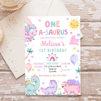 Schattigee Dinosaurus One-A-Saurus 1e Verjaardagsf Kaart
