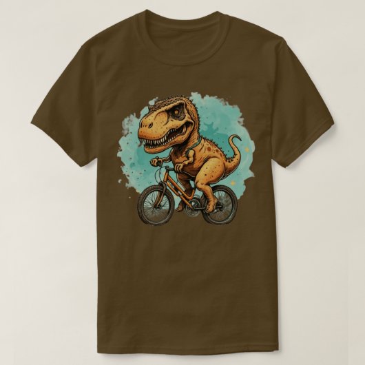 Schattigee dinosaurus op een fiets Dino T Rex Fiet T-shirt (Design voorkant)