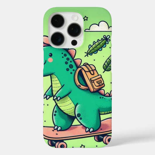 Schattigee dinosaurus op een skateboard Case-Mate iPhone case (Achterkant)