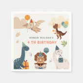 Schattigee Dinosaurus Party Animals Kids Verjaarda Servet (Voorkant)