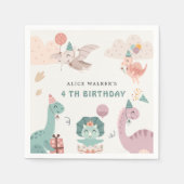 Schattigee Dinosaurus Party Animals Kids Verjaarda Servet (Voorkant)