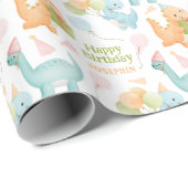 Schattigee Dinosaurus Party Ballon Kids Verjaardag Cadeaupapier (Rol Hoek)