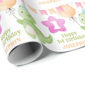 Schattigee Dinosaurus Party Vlag Ballon Kids Verja Cadeaupapier (Rol Hoek)