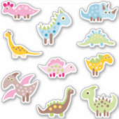 Schattigee dinosaurus pastelkleuren | Schattig Car Sticker (Voorkant)